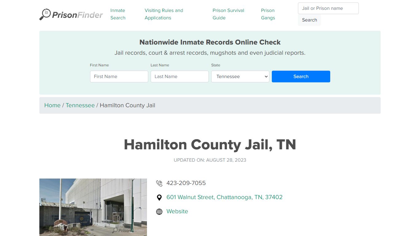 Hamilton County Jail, TN Inmate Search, Mugshots, Visitation, Phone no ...